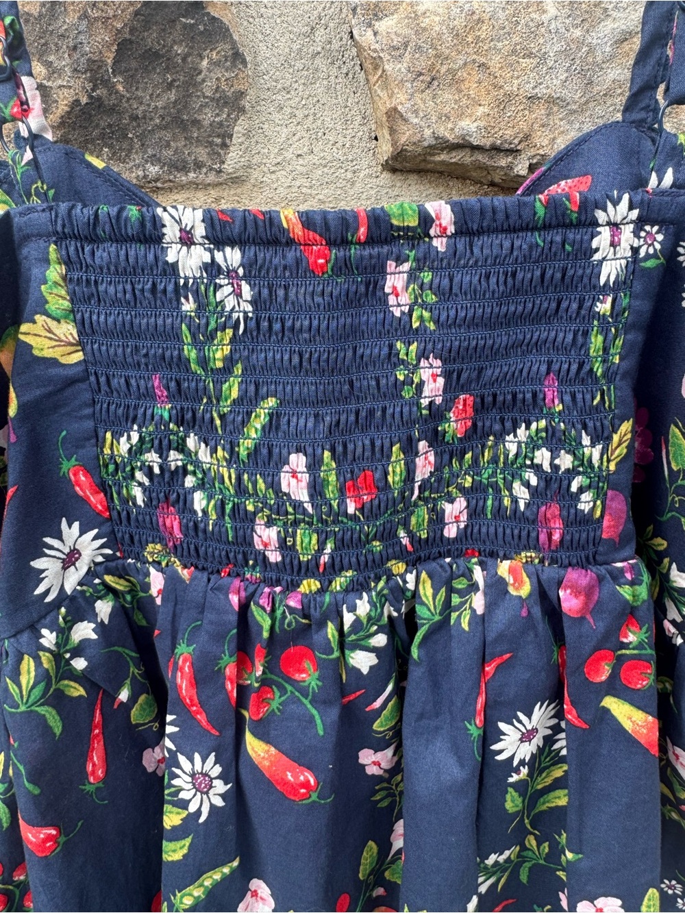 Old Navy Navy Fruit & Veggie Tie-Front Camisole Top Small 100% Cotton NWOT - Picture 6 of 15